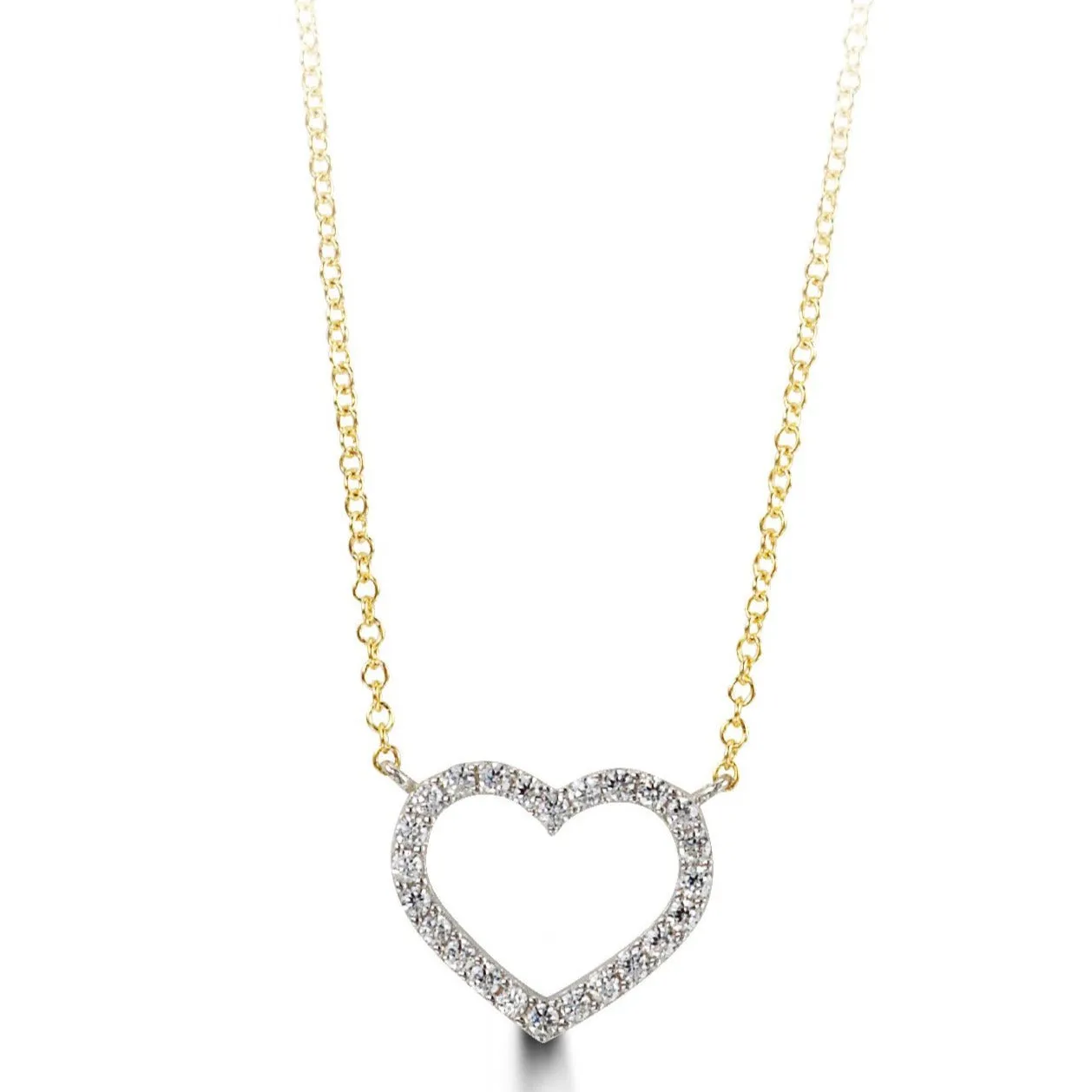 10k Gold CZ Heart Necklace