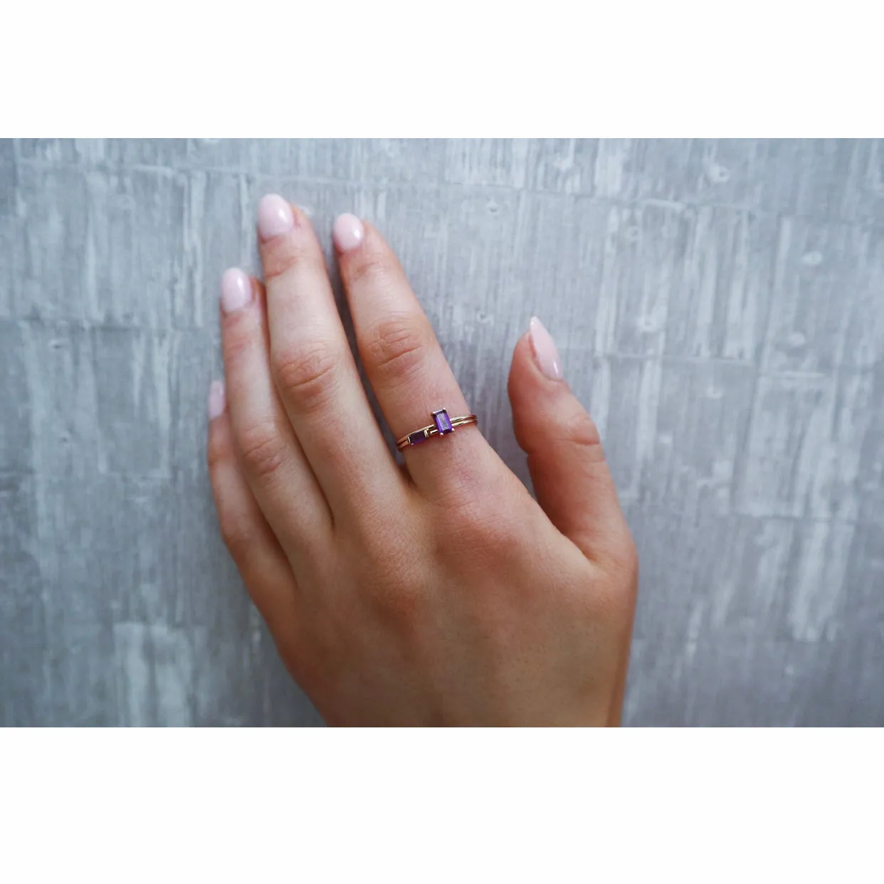 10k Gold Horizontal Baguette Cut Birthstone Ring