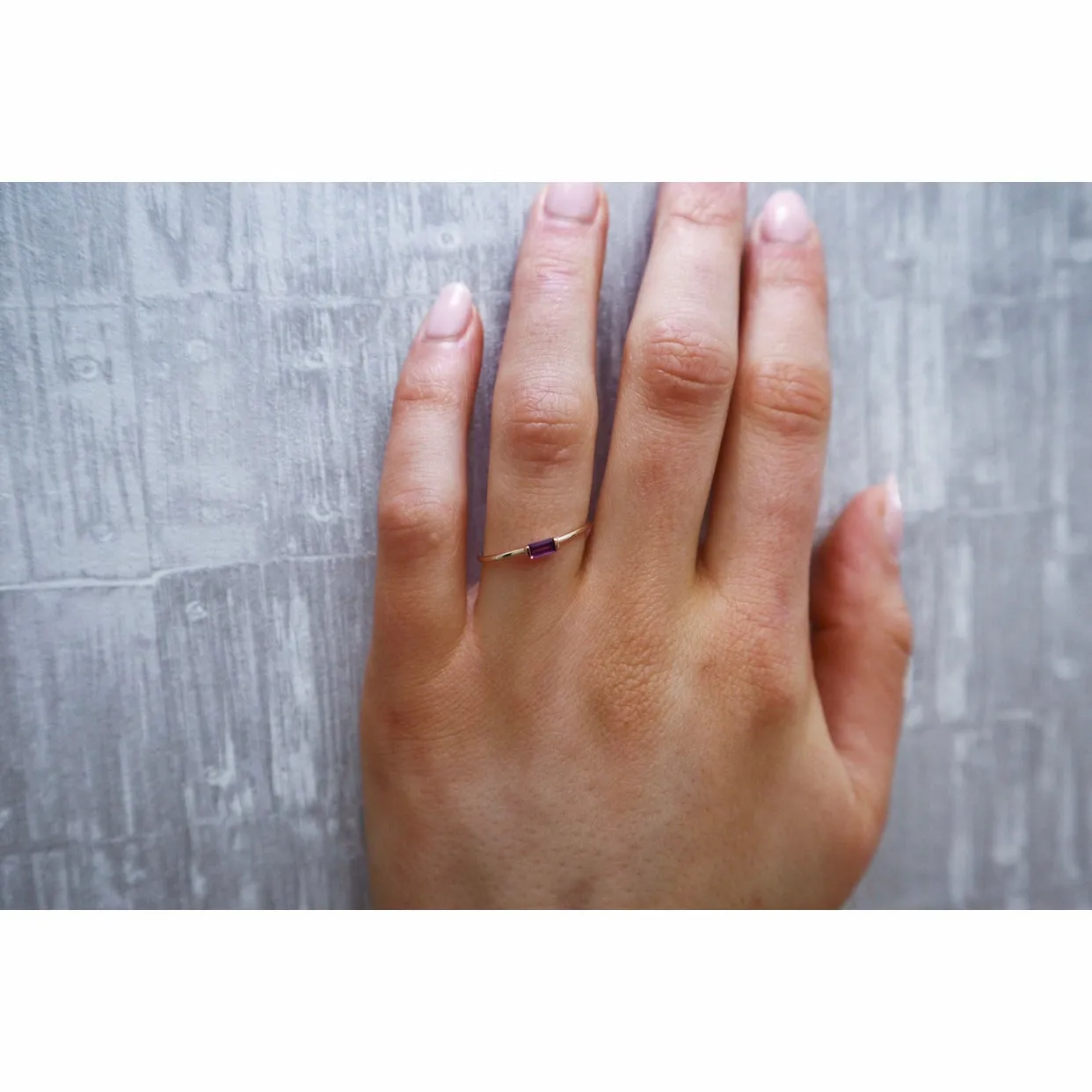 10k Gold Horizontal Baguette Cut Birthstone Ring