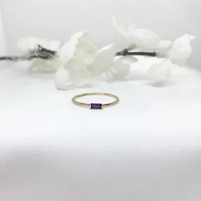 10k Gold Horizontal Baguette Cut Birthstone Ring