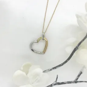 10k Gold Two Tone Polished Heart Necklace