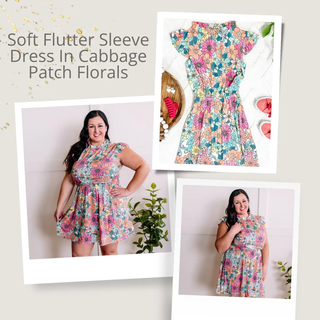 1.17 Soft Flutter Sleeve Dress In Cabbage Patch Florals