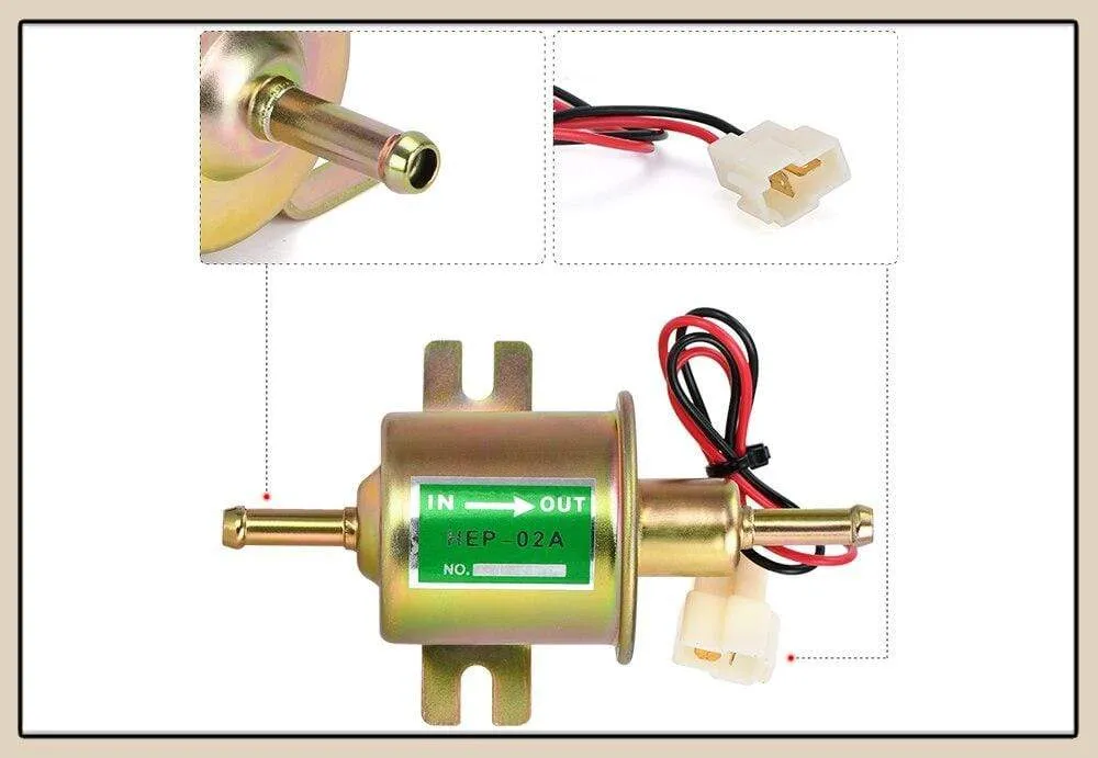 12V / 24V Electric Fuel Pump Low Pressure Bolt Fixing Wire Diesel Petrol HEP-02A For Car Carburetor Motorcycle ATV