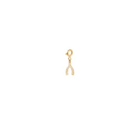 14k midi bitty pave wishbone charm with spring ring