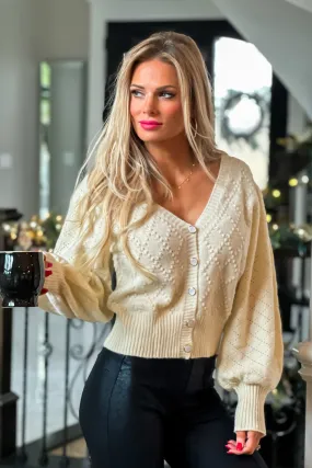 Across Your Heart Textured Cardigan Sweater : Cream