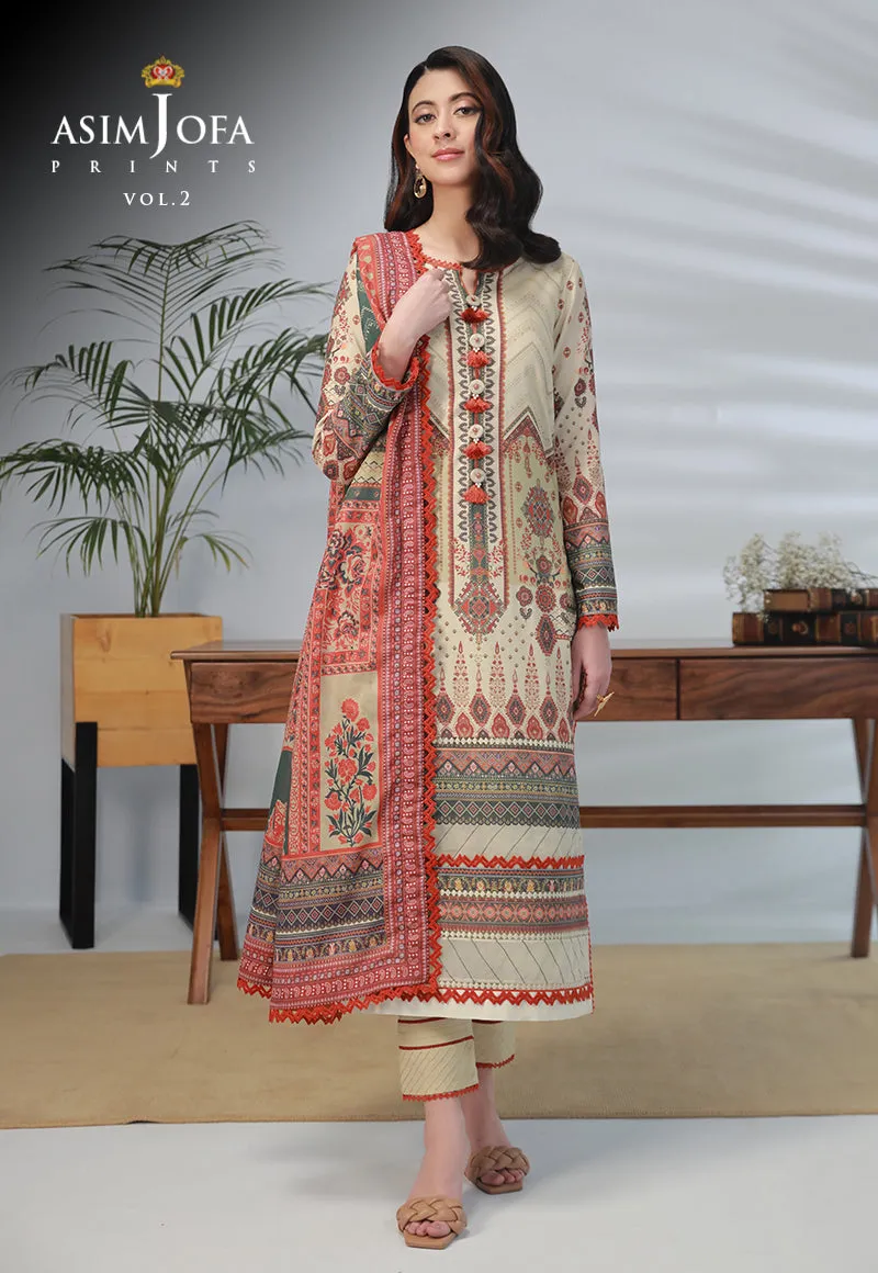 AJBP-31 DESIGNERS STITCHED PRINTED LAWN 3 PCS