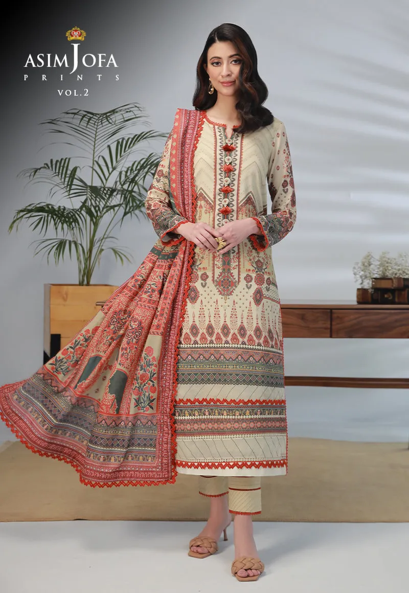 AJBP-31 DESIGNERS STITCHED PRINTED LAWN 3 PCS