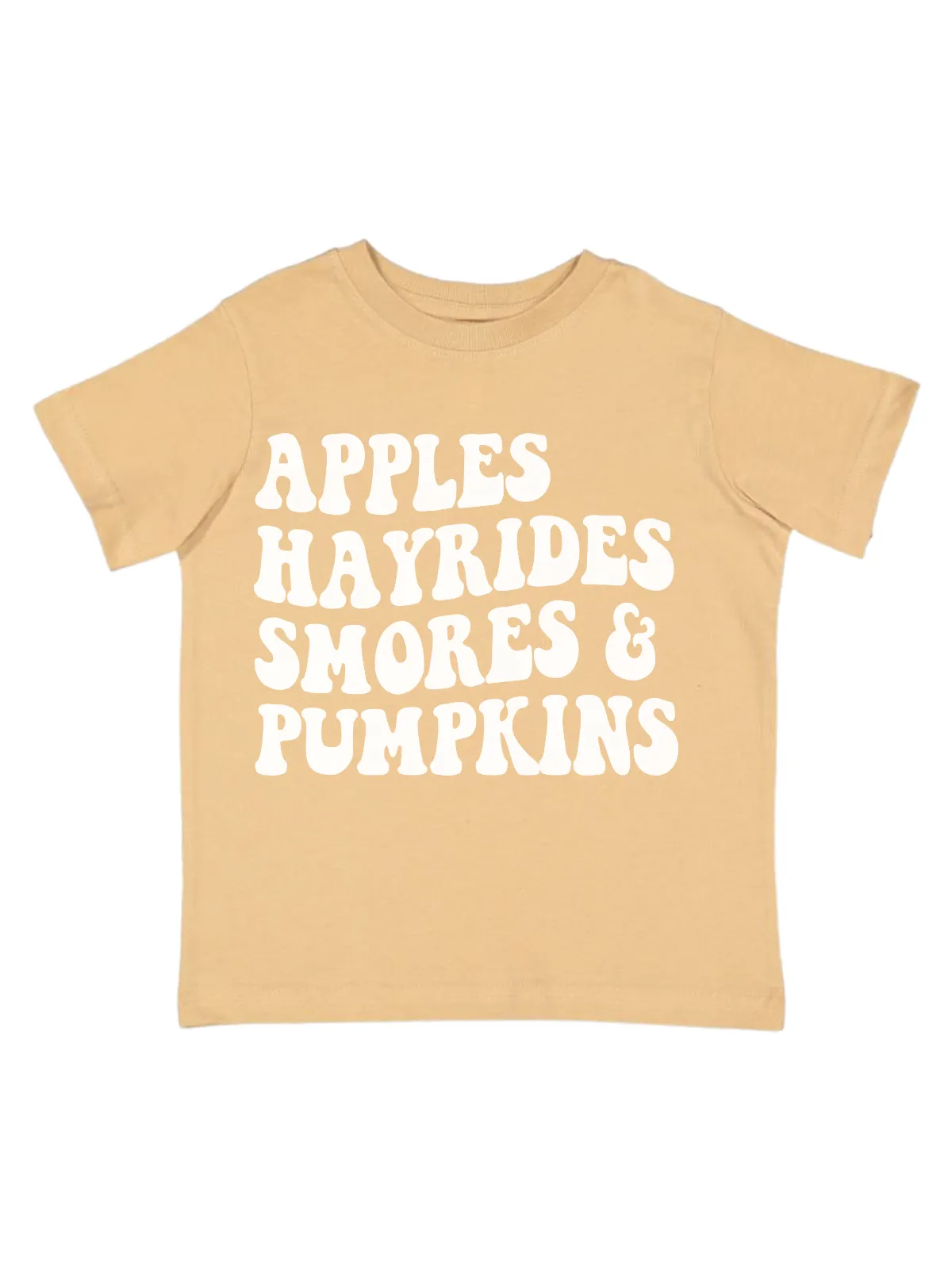 Apples, Hayrides, Smores, & Pumpkins Fall Things Kids Shirts - Latte, Peach, and Leopard