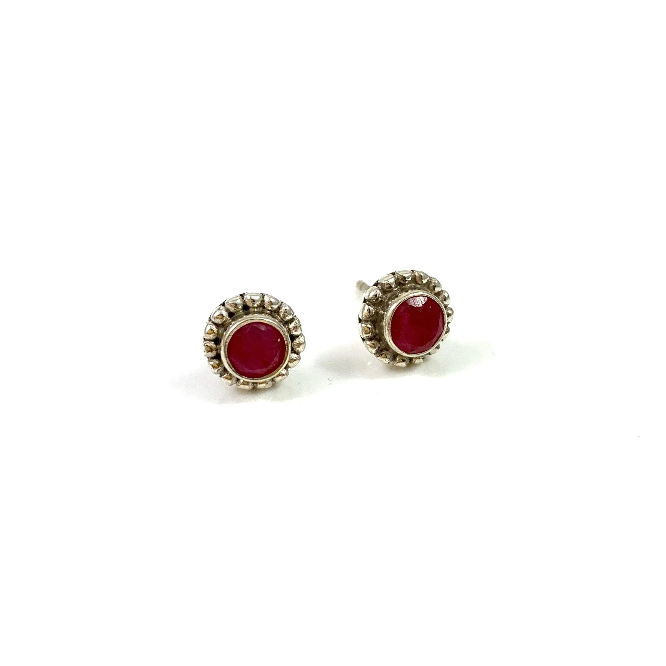 Bali Stone Studs Rough Cut Ruby