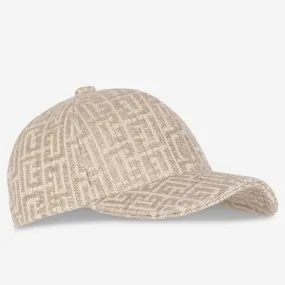 Balmain Monogrammed Raffia Cap