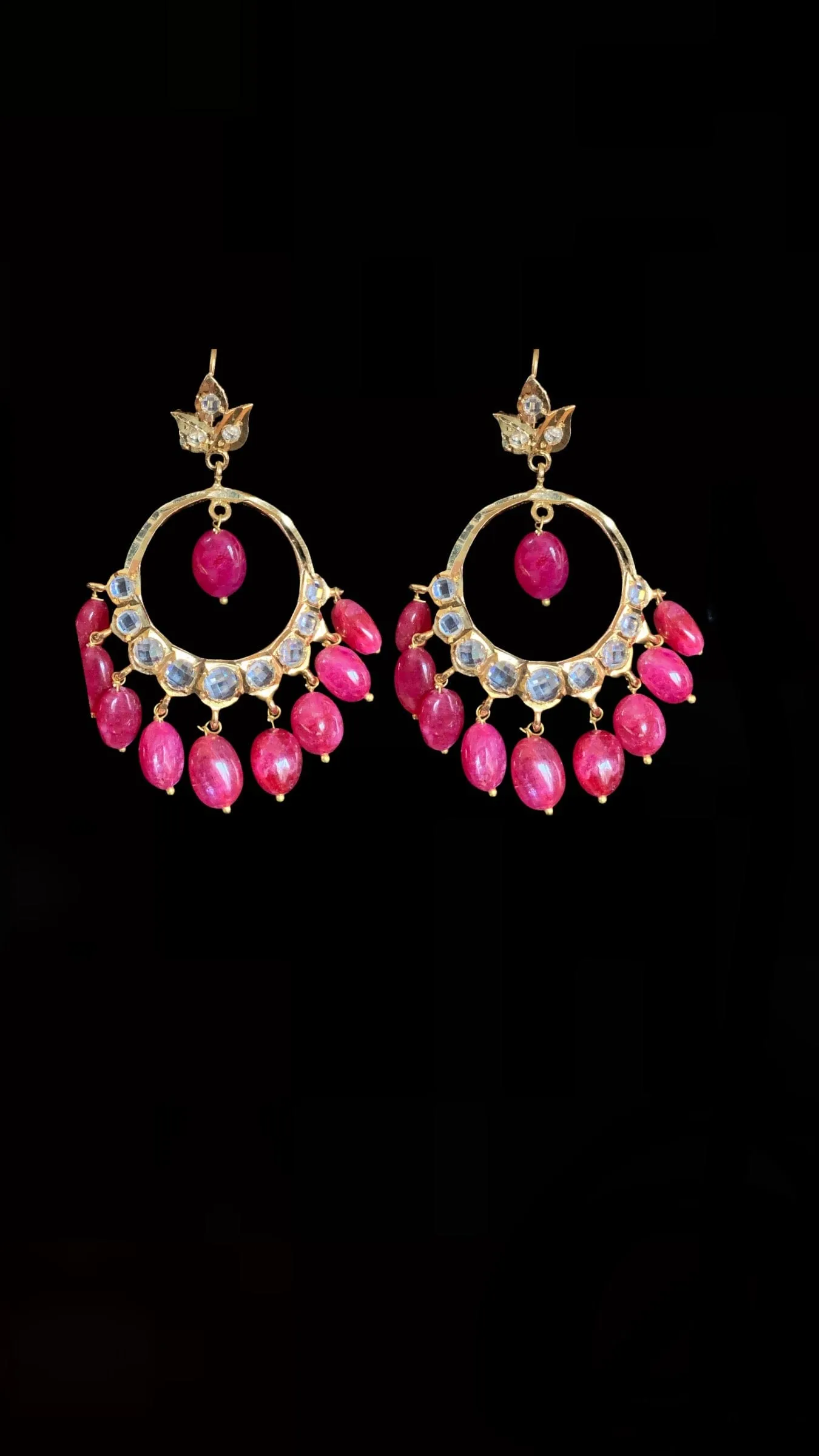 Barfi set in ruby  beads (SHIPS IN 4 WEEKS )