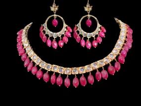 Barfi set in ruby  beads (SHIPS IN 4 WEEKS )