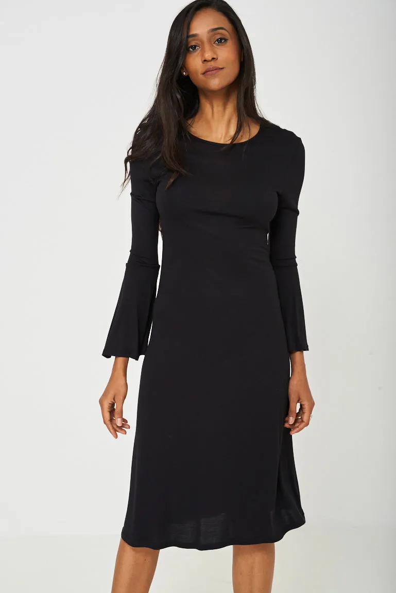 Bell Sleeve Dress in Black