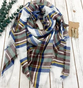 Blue and Brown Blanket Scarf