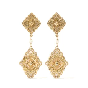 Buccellati - Opera Tulle - Pendant Earrings with Diamonds and Mother of Pearl, 18k Yellow Gold