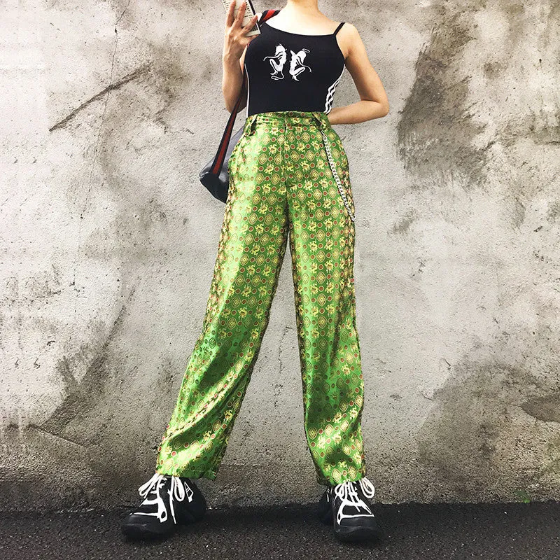 Chain green pants KF90549