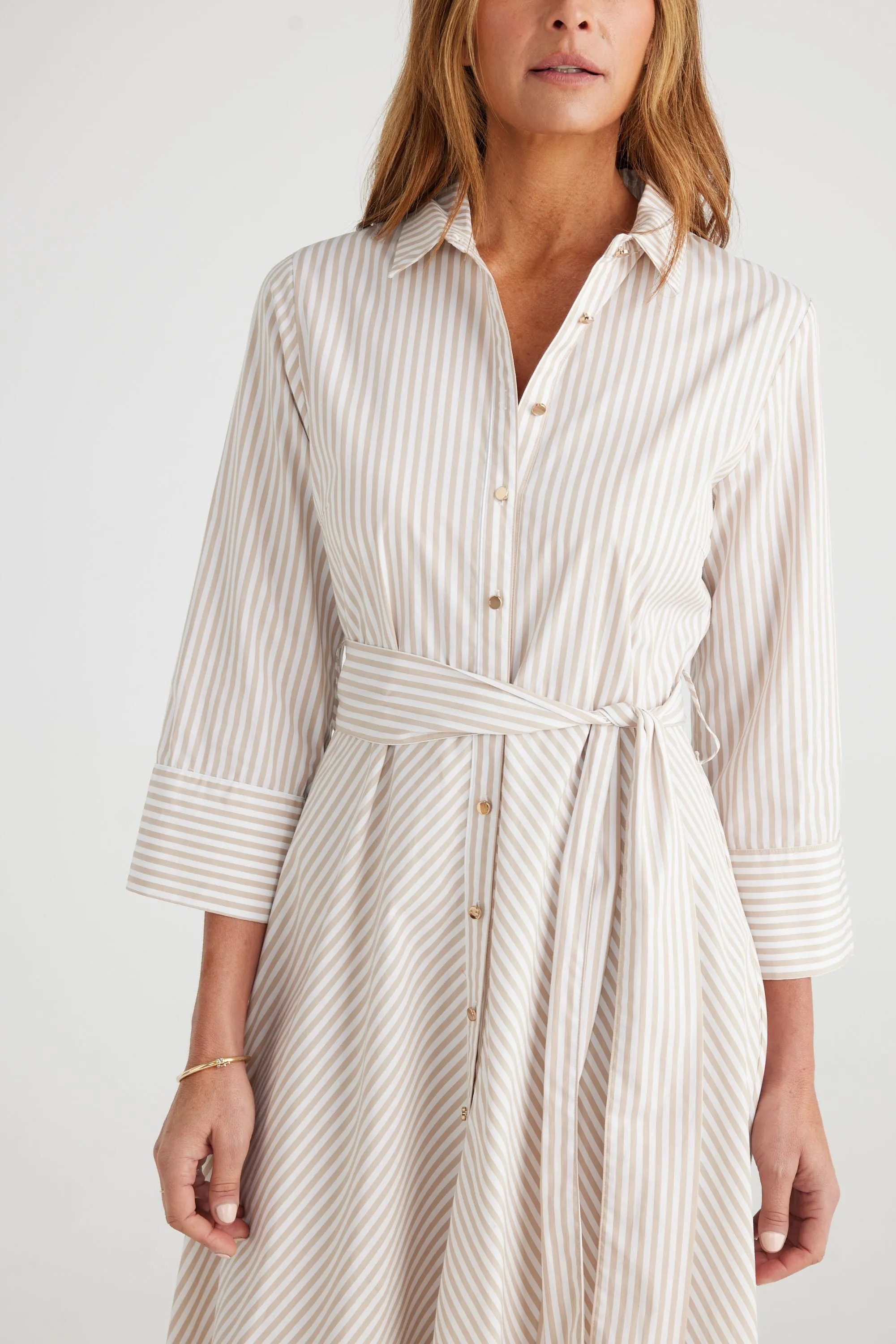 Chandon Shirt Dress (Sand Stripe)