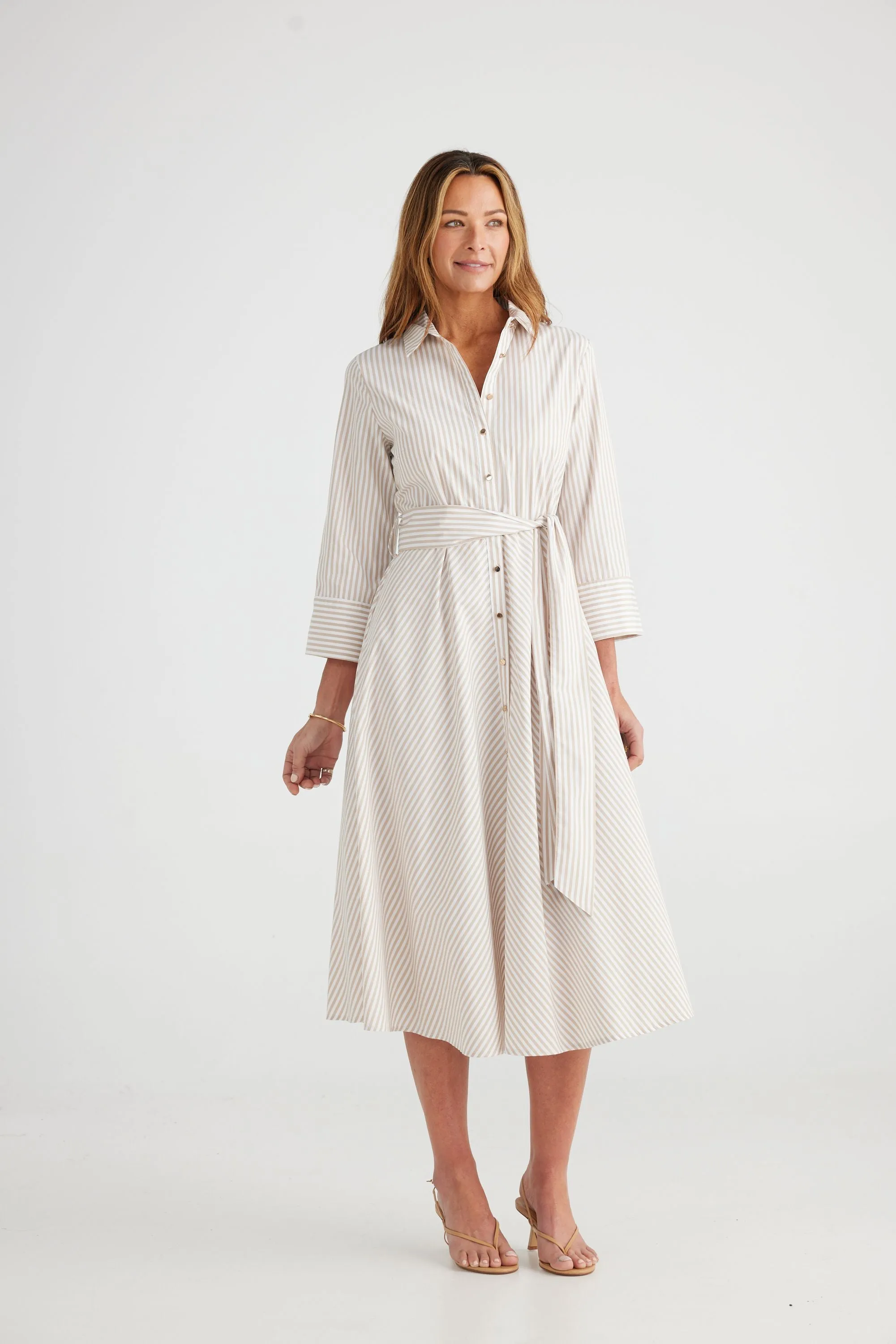 Chandon Shirt Dress (Sand Stripe)