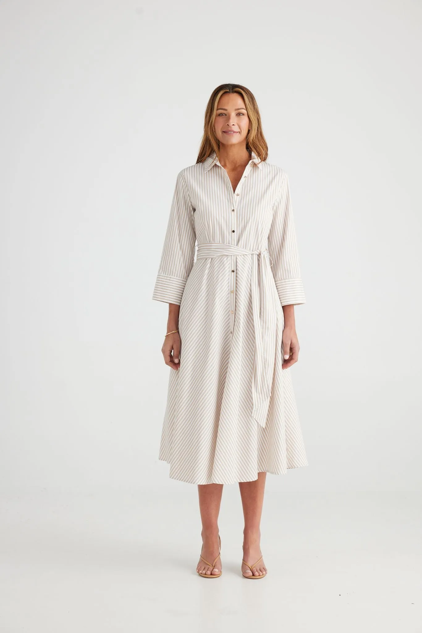 Chandon Shirt Dress (Sand Stripe)