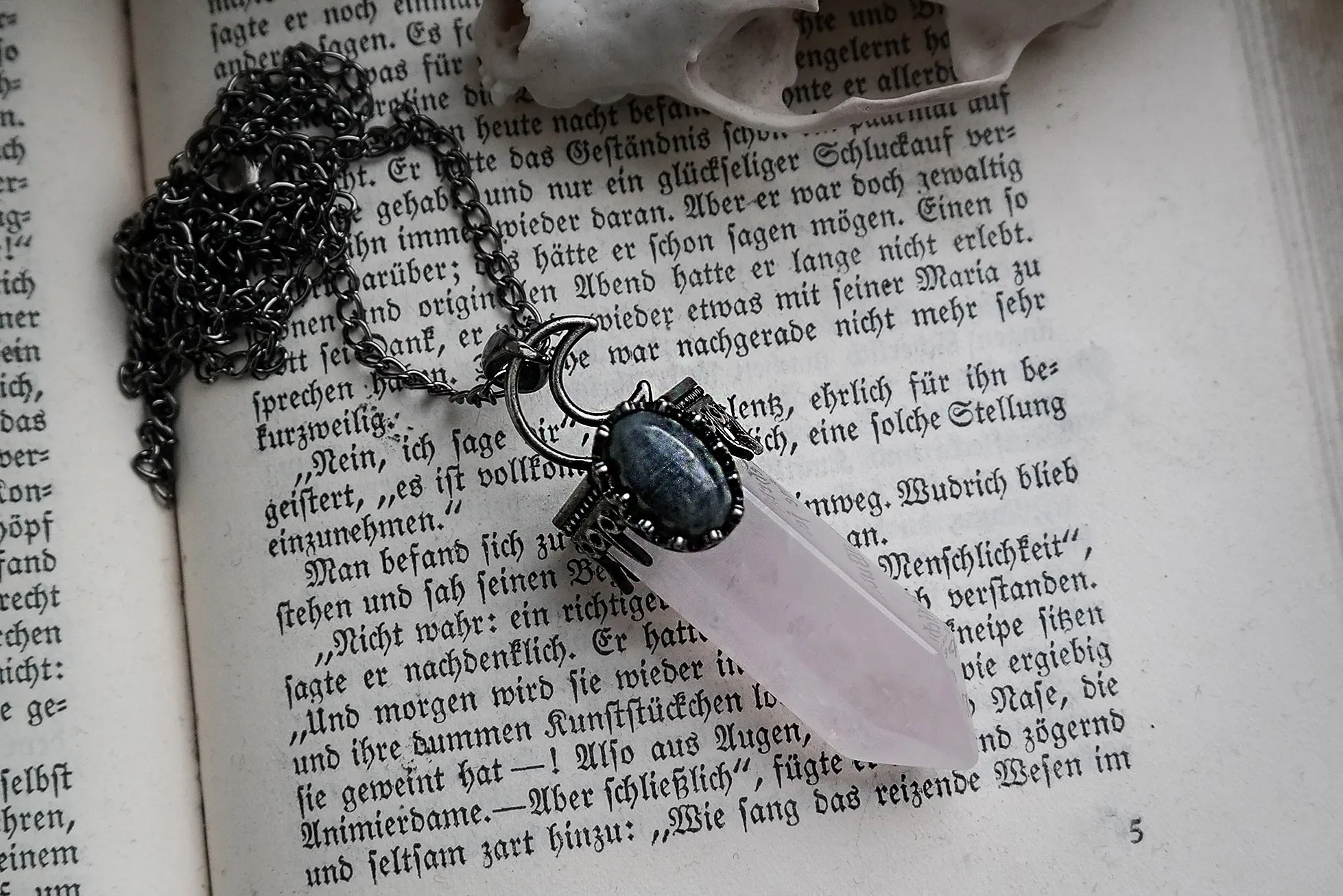 Crescent Moon Rose Quartz Necklace