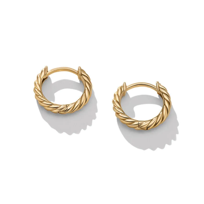 David Yurman Sculpted Cable Huggie Hoop Earrings in 18K Yellow Gold