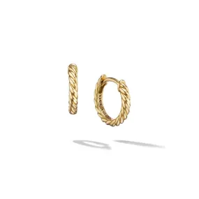 David Yurman Sculpted Cable Huggie Hoop Earrings in 18K Yellow Gold