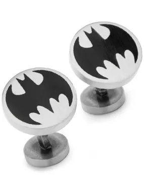 DC Comics Batman Vintage Logo Cufflinks - Round - Black - Fixed Backing