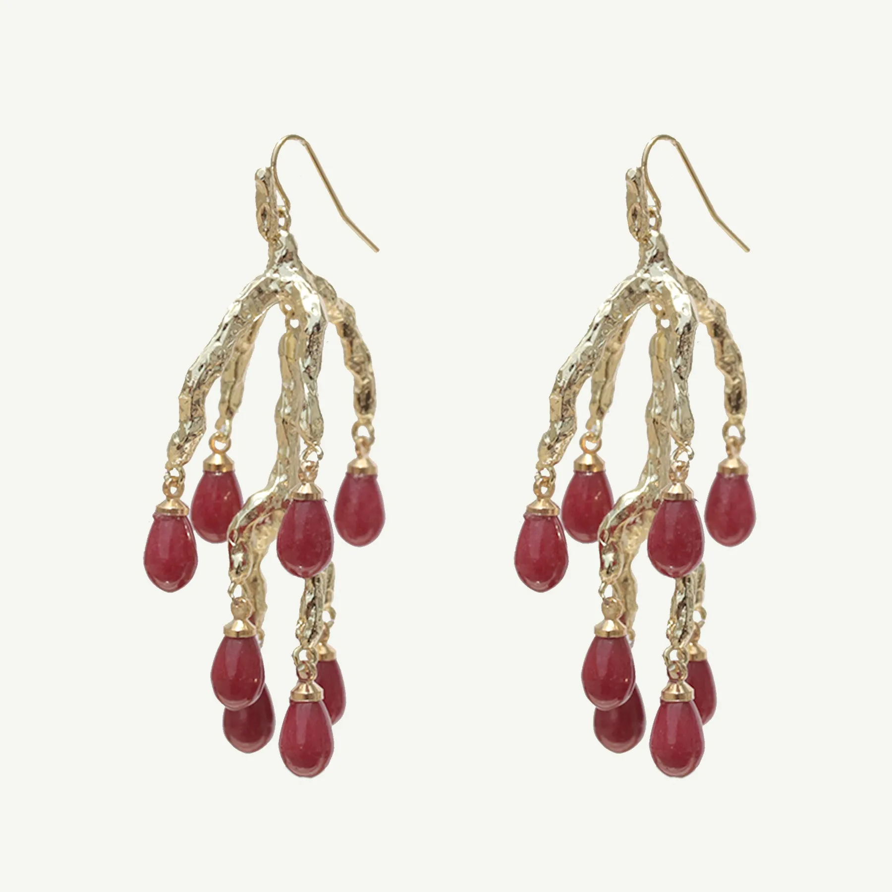 Delia Red Jade Statement Earrings Large