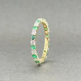 Estate 18K Y Gold 0.60ctw Emerald & 0.63ctw G-H/VS1-2 Diamond Eternity Ring