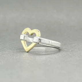 Estate Tiffany & Co. SS 18 Two Tone Open Heart Ring