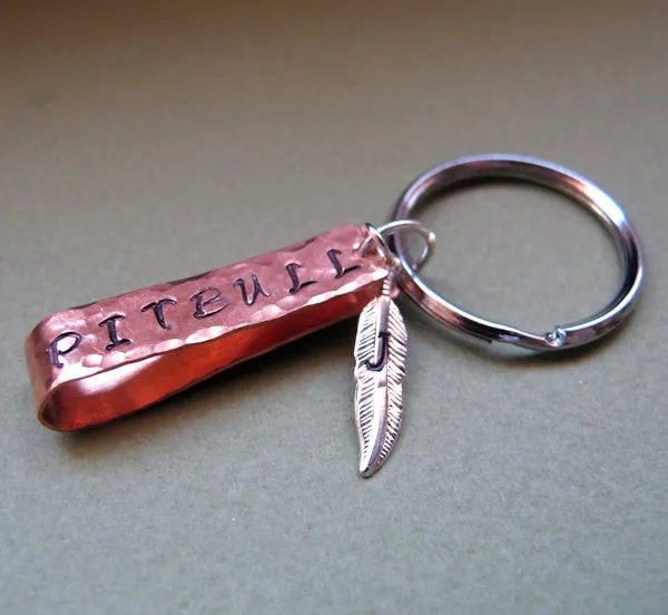 Feather Keychain Charm with ID Tag