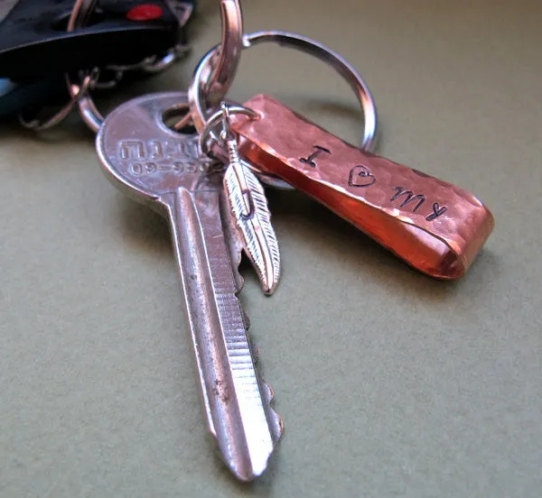 Feather Keychain Charm with ID Tag