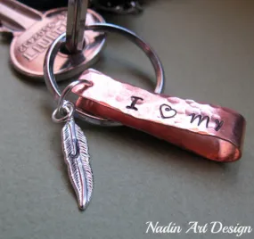 Feather Keychain Charm with ID Tag