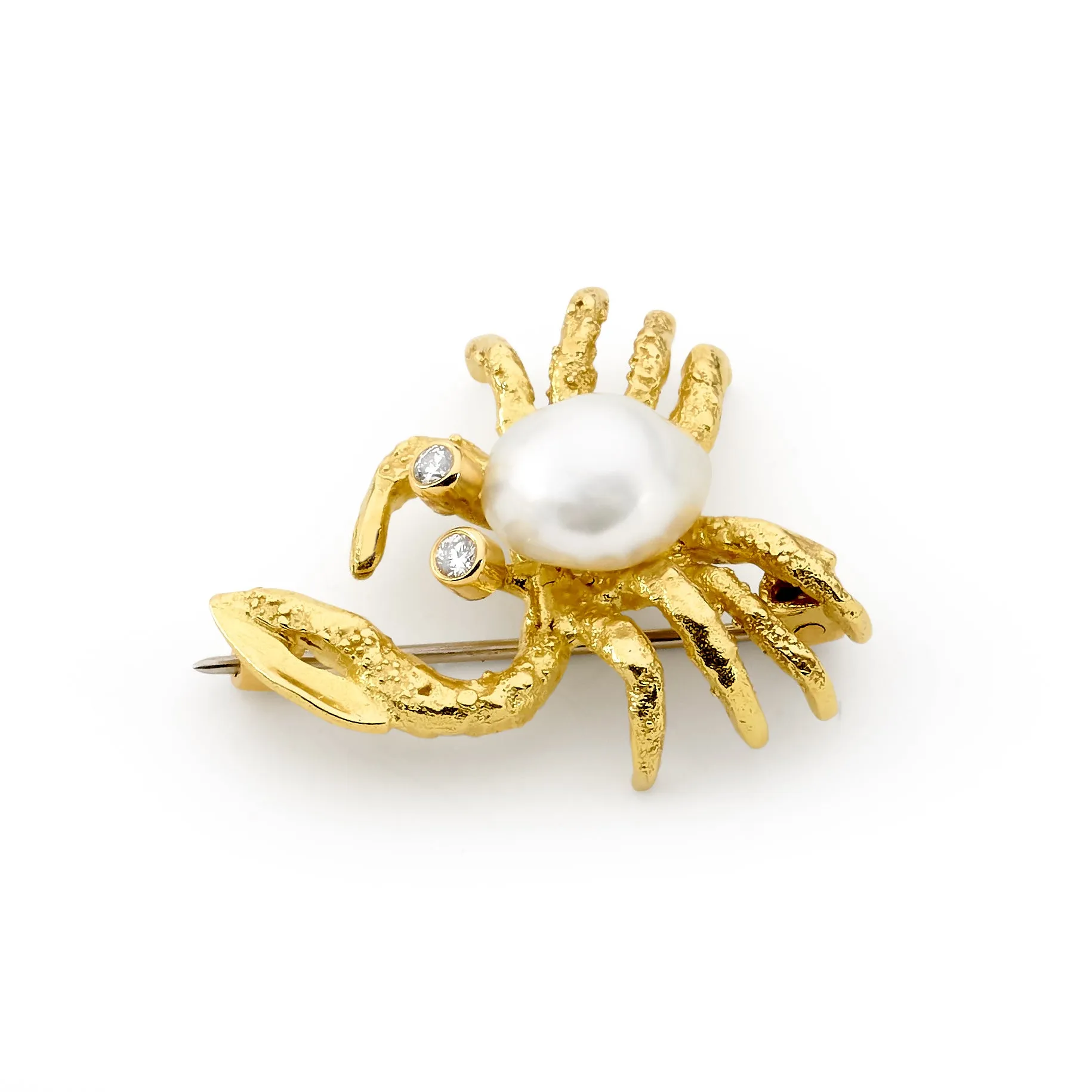 Fiddler Crab Pearl Brooch