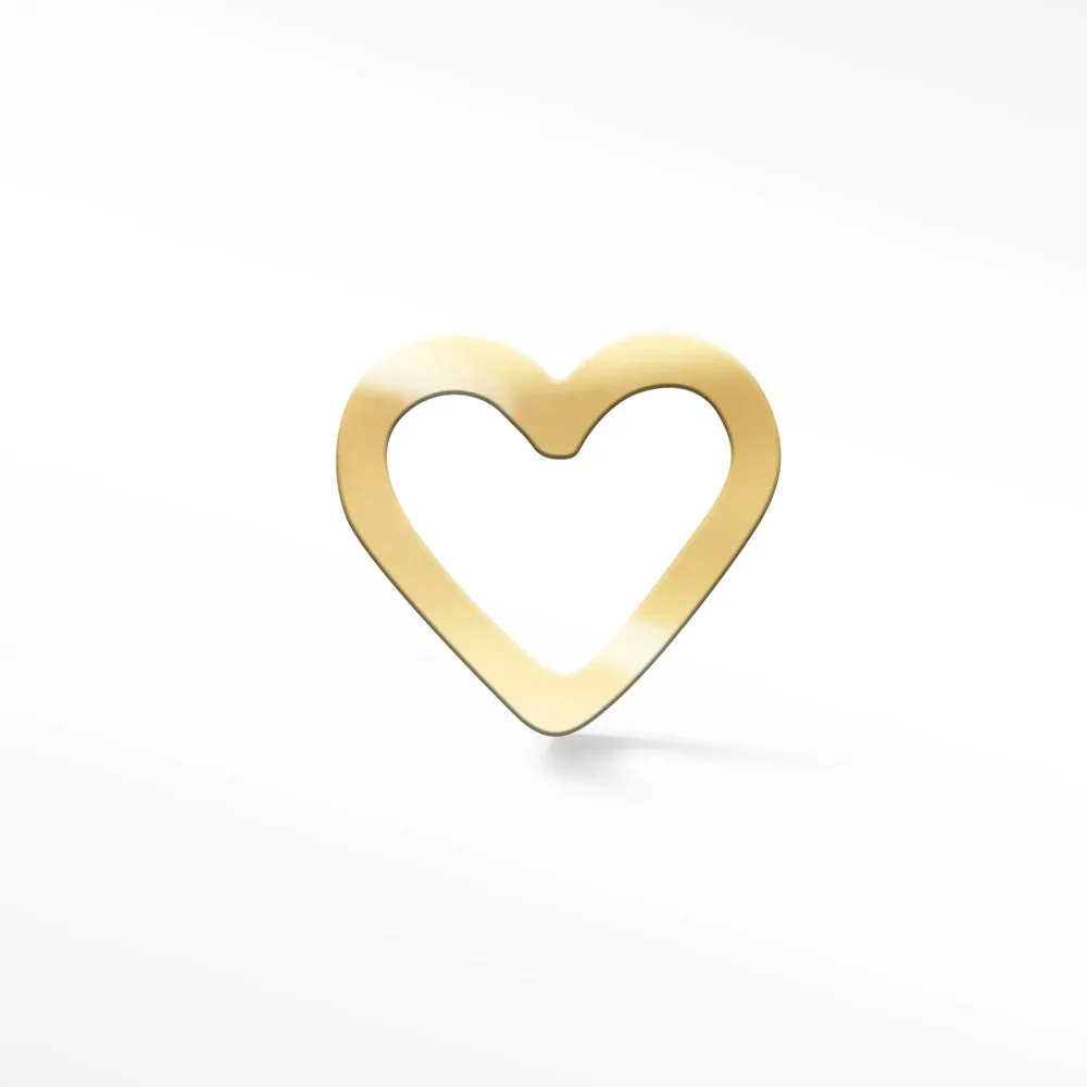 Flat Back Earring Heart 14k Yellow