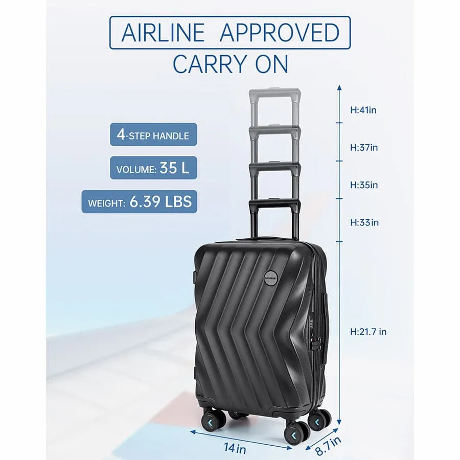 Globetrotter 21" Hardside Rolling Carry-on Stylish Suitcase