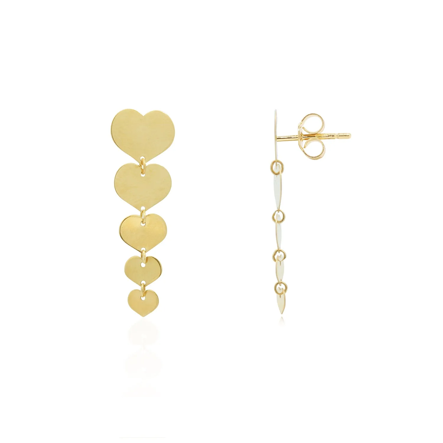 Gold Graduating Heart Dangle Earrings