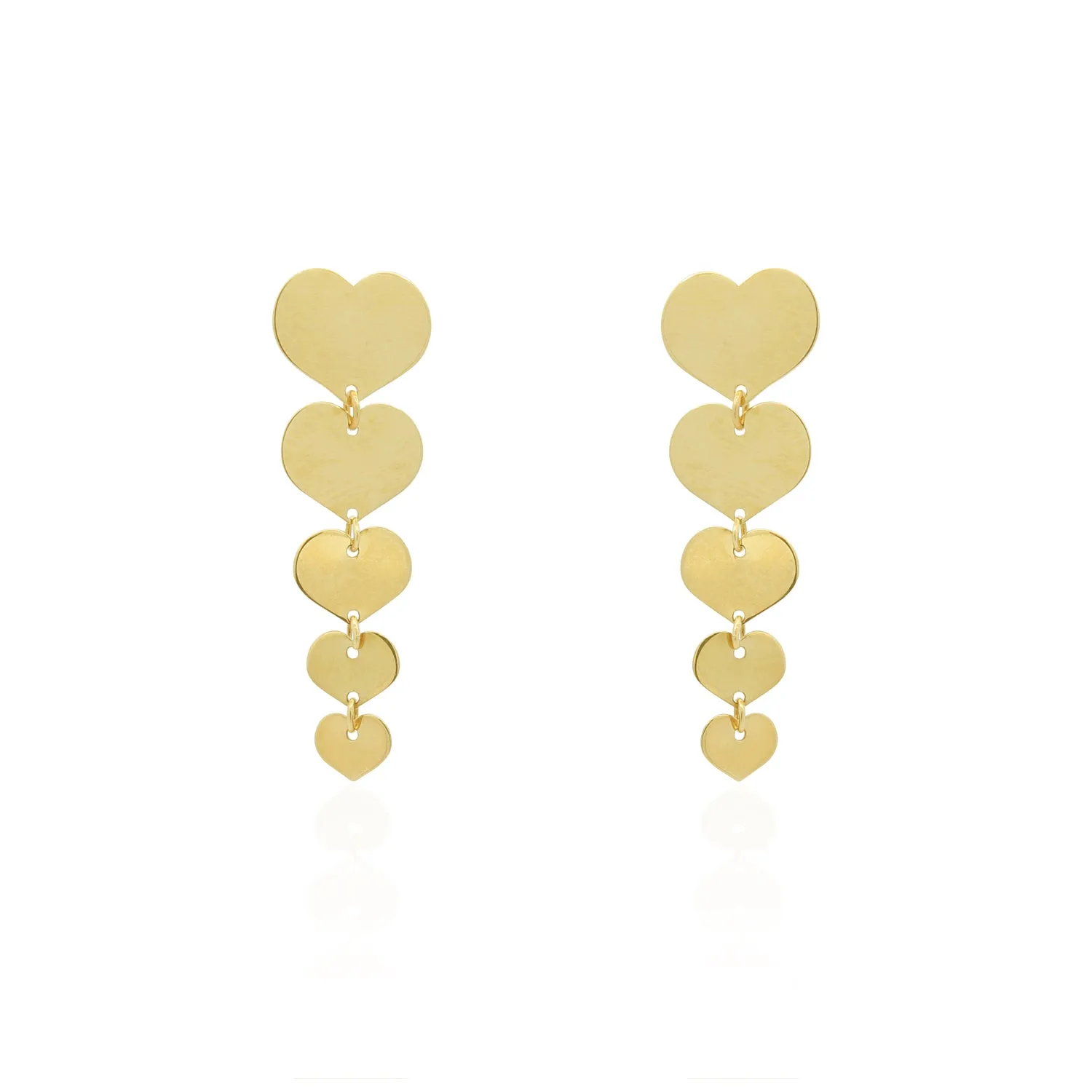 Gold Graduating Heart Dangle Earrings