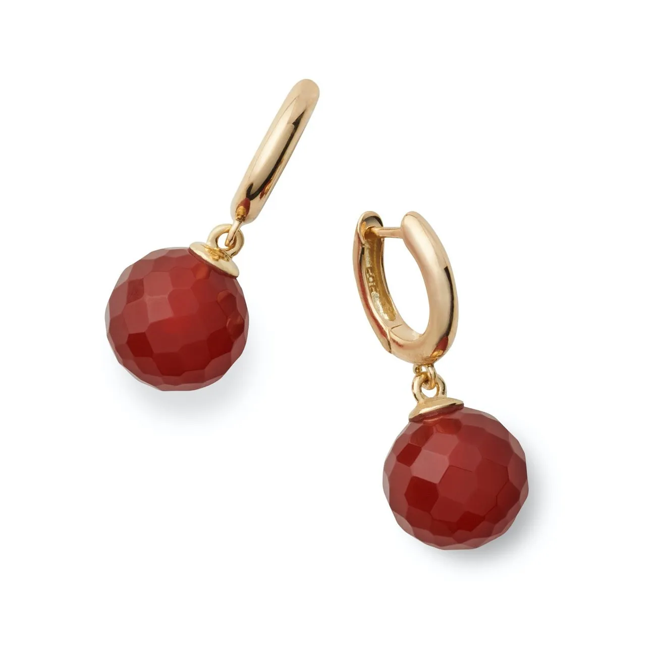 Gold Hoop & Faceted Carnelian Earrings