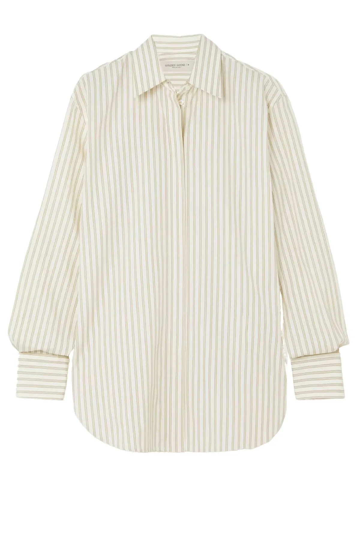 Golden Goose Striped Arctic Boyfriend Shirt - Wolf/ Travertine