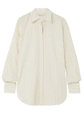 Golden Goose Striped Arctic Boyfriend Shirt - Wolf/ Travertine