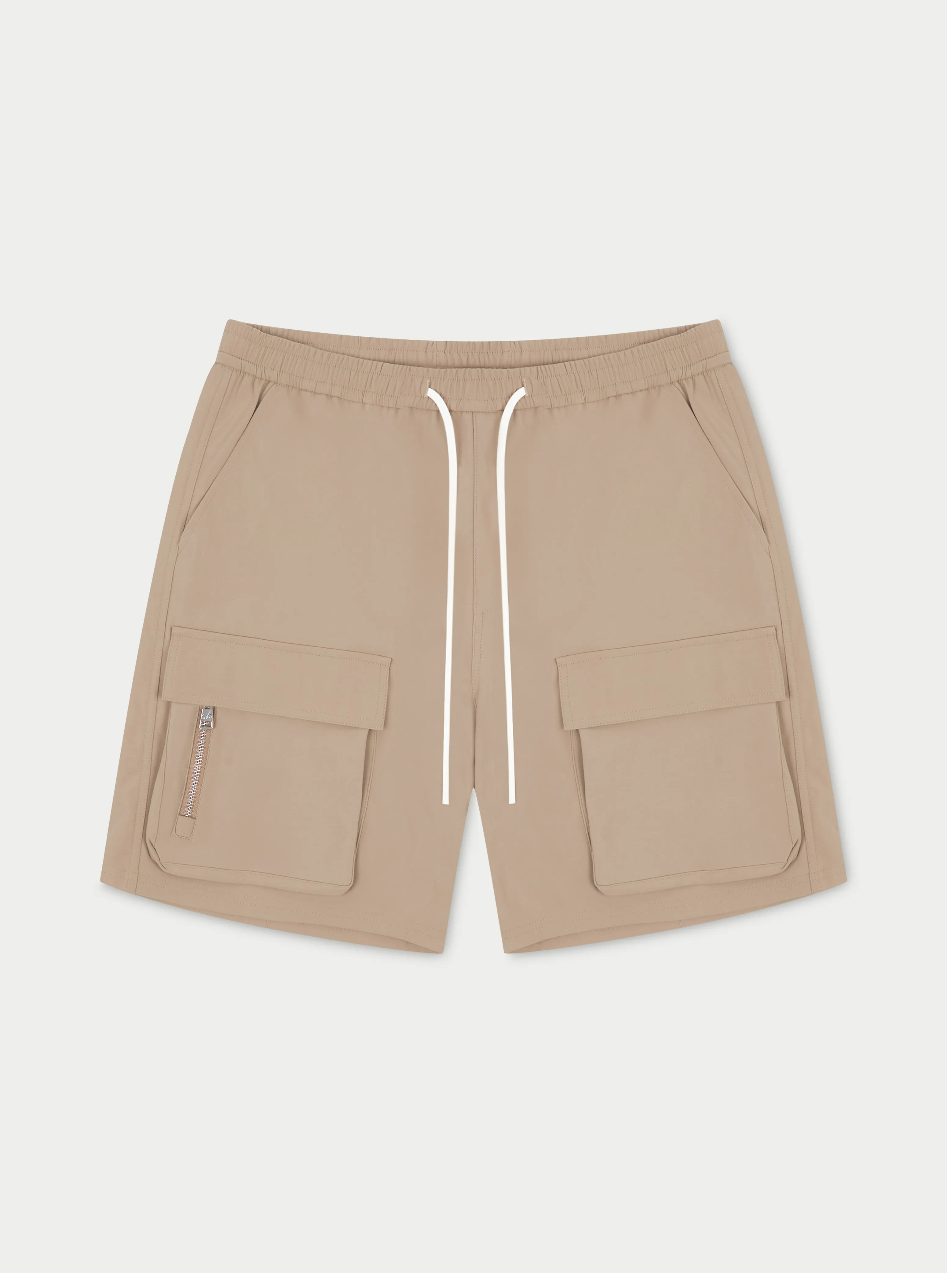 HEAVYWEIGHT ZIP CARGO SHORTS - BEIGE