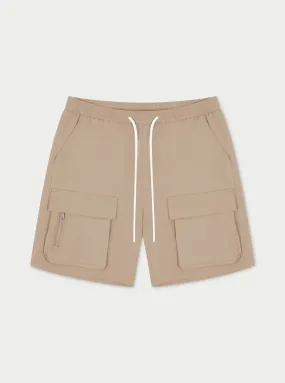 HEAVYWEIGHT ZIP CARGO SHORTS - BEIGE