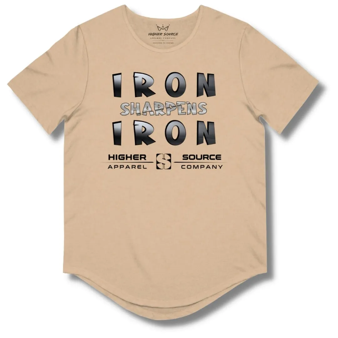 Iron Sharpens Iron Curved Hem T Shirt - Sand Dune / Heather - American Silver