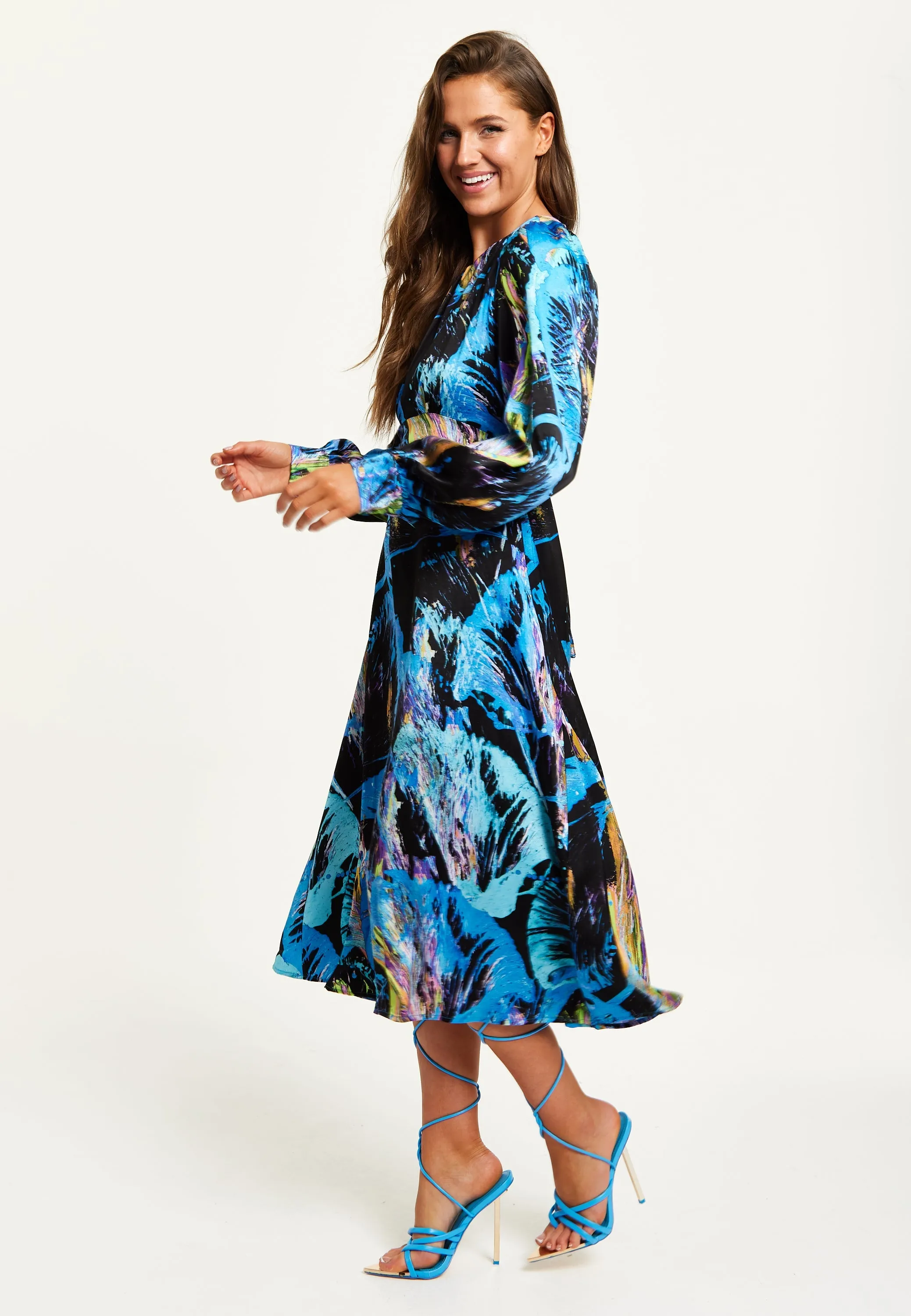 Liquorish Multicolour Abstract Print Midi Dress