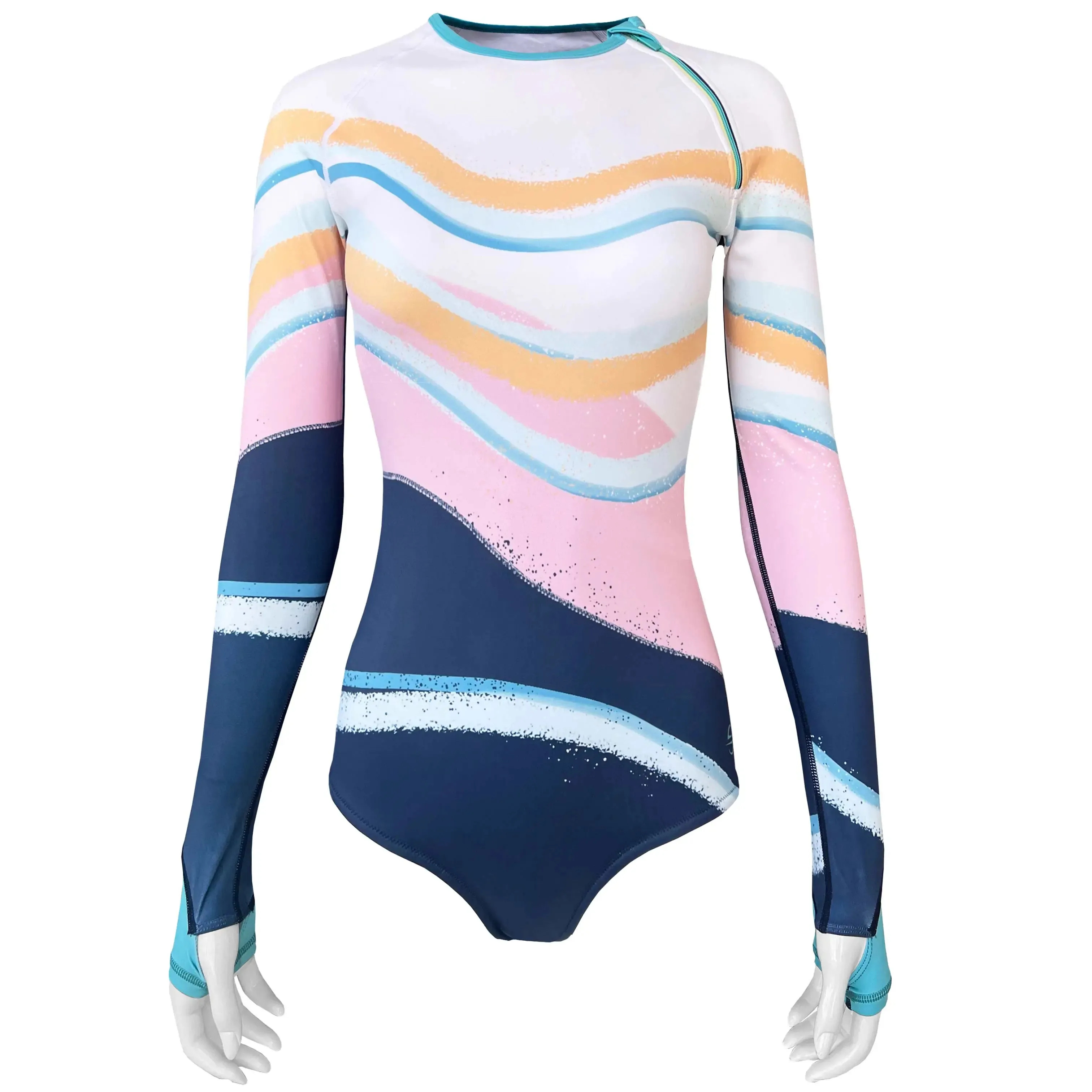 Long Sleeve Swimsuit for Women UPF 50  | Art - Sandy Waves