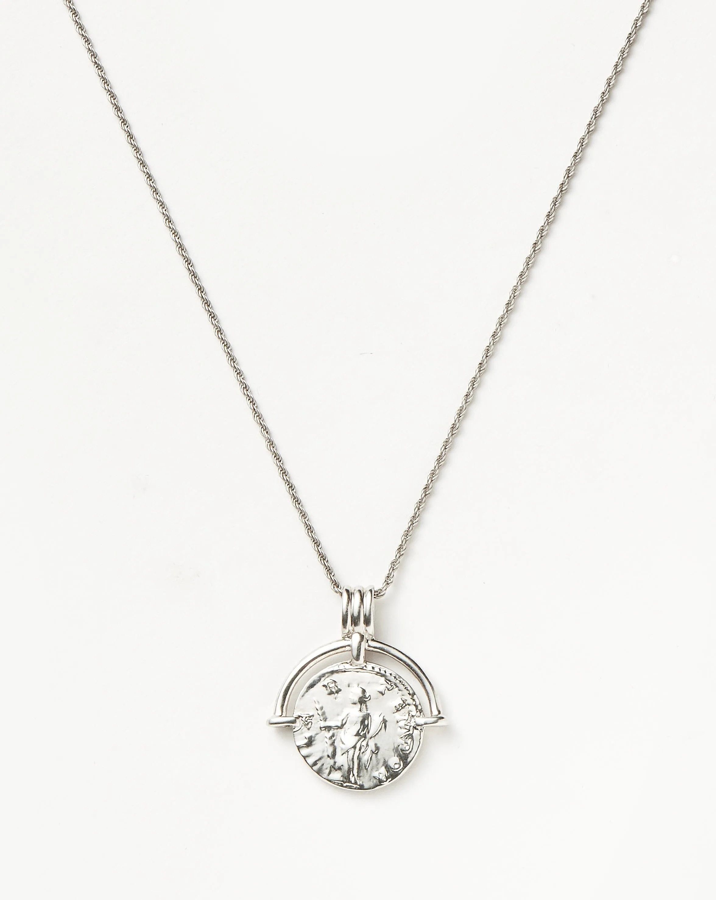 Lucy Williams Medium Engravable Roman Arc Coin Necklace | Silver Plated