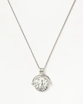 Lucy Williams Medium Engravable Roman Arc Coin Necklace | Silver Plated