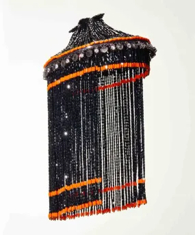 MCL Design Jeweled Beaded Black & Orange Costume Headpiece