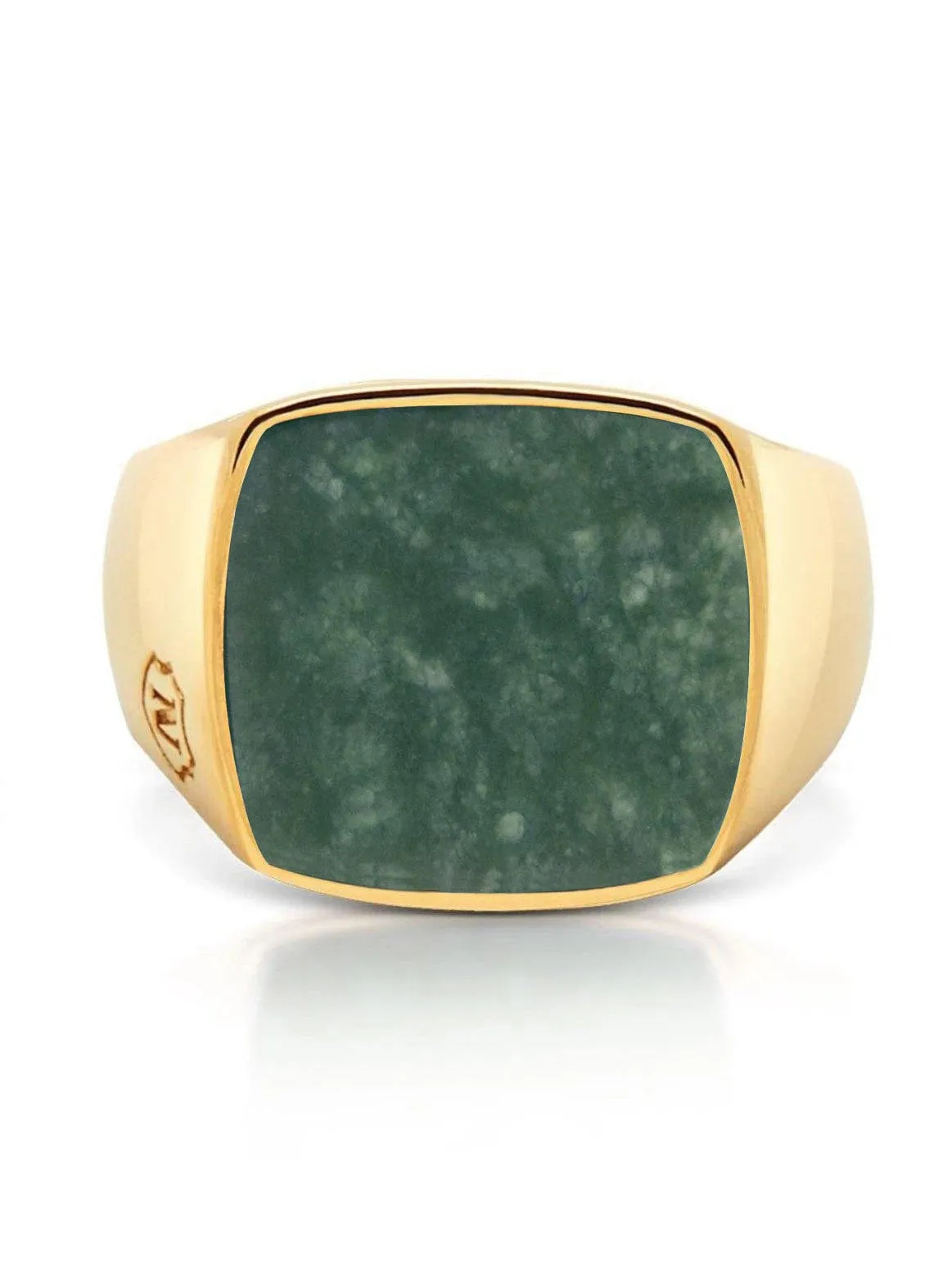 Men's Gold Signet Ring with Green Jade